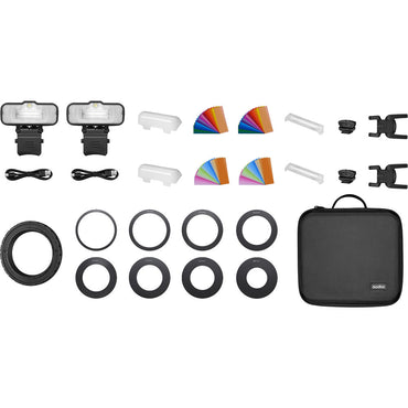 [CLEARANCE] Godox MF12 Macro Flash 2-Light with Adapter Rings and Mounting Ring Kit