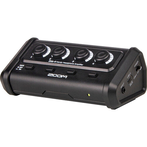 Zoom ZHA-4 Handy Headphone Amplifier Battery-Powered with 4 Channels Monitoring and 4 Outputs Switches for Mobile Audio Recording Setups, Music and Podcasting