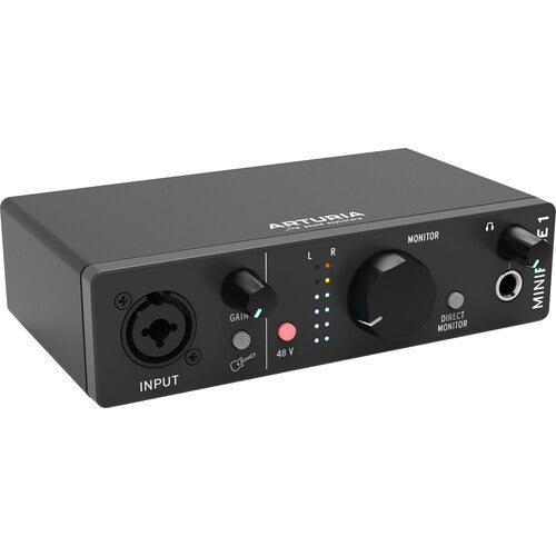 Arturia MiniFuse 1 USB-C Audio Interface Portable 1x2 with Multi Presets and Built-In USB Hub for Musicians, Podcasters and Online Creators (Black)