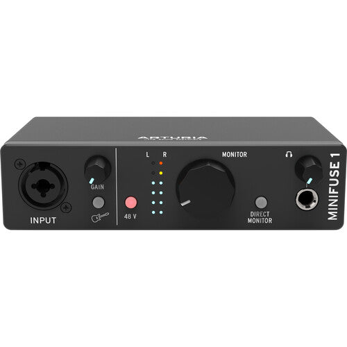 Arturia MiniFuse 2 USB-C Audio Interface Portable 2x2 with Multi Presets and Built-In USB Hub for Musicians, Producers and Podcasters (Black)