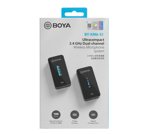 Boya by-XM6 S1 2.4Ghz Wireless Microphone System Wireless Transmitter & Receiver Perfect for Livestreaming, Vlogging, Interview and Recording