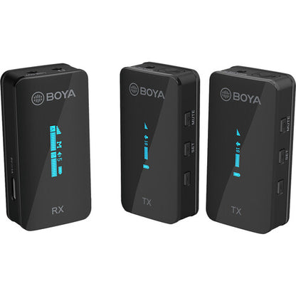 Boya by-XM6 S2 2.4GHz Dual Wireless Lavalier Microphone System Kit with up to 7hours Runtime and 100m Operating Range for Live, YouTube, Vlogging and Interview