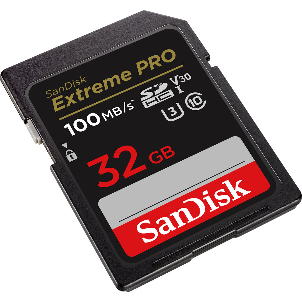 SanDisk Extreme Pro SD Card 32GB UHS-I SDHC Class 10, 100mb/s Read Speed V30 | SDSDXXO-032G-GN4IN