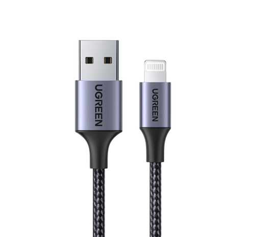 UGREEN Lightning to USB 2.0 2.4A Quick Charge Charging Cable MFi Certified with 480Mbps Data Speed Aluminum Cased Tips (1M, 1.5M, 2M) | 60156, 60157, 60158