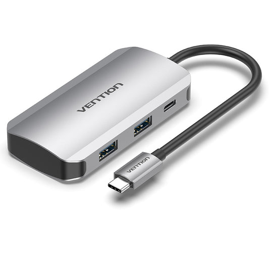 Vention 5 in 1 USB Type C Hub with 5Gbps USB 3.0 Ports, & Fast Charging USB-C Power Delivery Adapter Dock | TNBHB