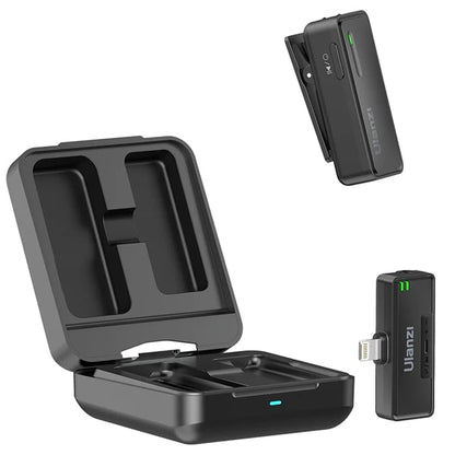 [CLEARANCE] Ulanzi UW-MIC 2.4GHz Wireless 1000mAh Lavalier Lapel Microphone System with Lightning Connector with Charging Case, LED Indicators, 100m Transmission Distance and  Noise Reduction Function Plug & Play for Mobile Phones and Devices