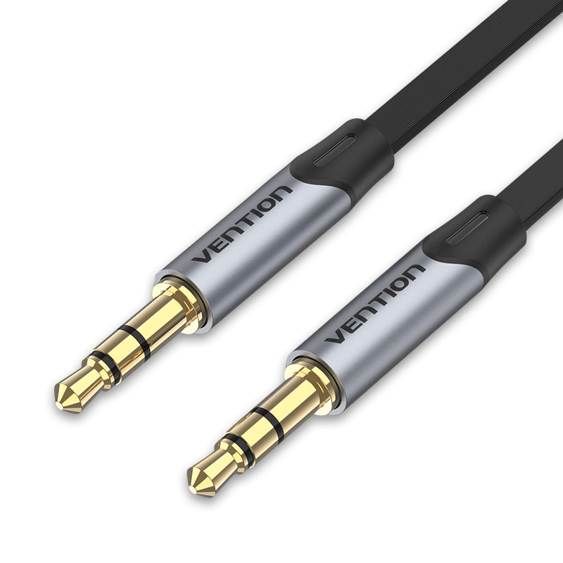 Vention TRS 3.5mm Male to TRS 3.5mm Male Flat Gold Plated (BAP) Audio Cable for Car Audio, Mobile Phones, Speakers, Laptops (Available in 1M, 1.5M, 2M, 3M, 5M)