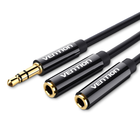Vention TRS 3.5mm Male to Dual 3.5mm Female 0.3-Meter ABS Type Gold Plated (BBSBY) Stereo Splitter Cable for Speakers, Mobile Phones, PC, Laptop