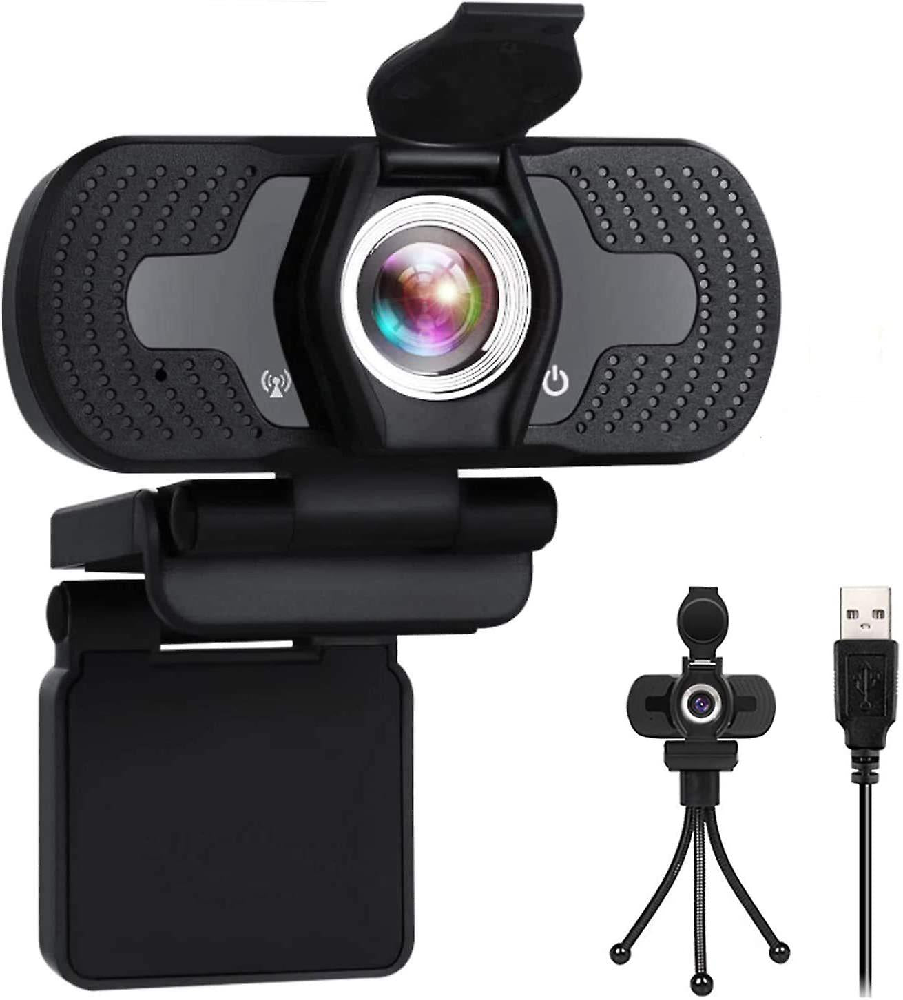 LarmTek W2 FHD 1080p 30fps USB 2.0 Webcam with Built-In Noise Cancelling Analog Microphone and Attachable Privacy Shutter for Vlogging and Video Calls (Flexible 1/4" Bolt Mount Flexible Mini Tripod Included)