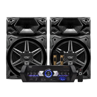 Konzert TodoOke KCS-412 6000W 12" 2-Way Woofer Mini Component Karaoke Speaker System (SET) with 2 Channel Output, Bluetooth, 2 UHF Wireless Mic / USB / SD Card Slot and FM Radio Tuner with RCA and 4 Mic Input and Remote Control