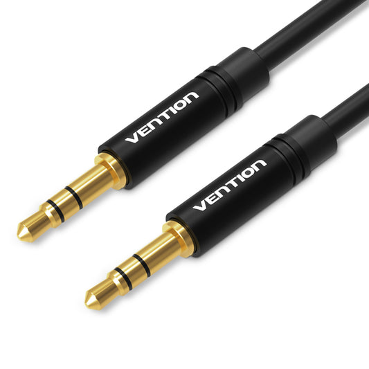 Vention TRS 3.5mm Male to TRS 3.5mm Male TPE Elastic Gold Plated (BAK) Audio Cable for Mobile Phones, Speakers, Laptops, PC (Available in 0.5M, 1M, 1.5M)