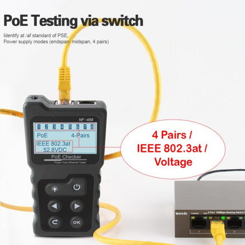 NOYAFA NF-488 Network Tester Poe Checker Test Power Over The Ethernet Cat5 Cat6 Lan Tester Network Tools