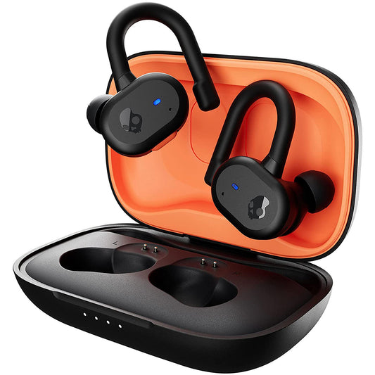 Skullcandy Push Active True Wireless Earbuds Bluetooth 5.2 Earphones with Skull-iQ Voice Controls Audio Sharing, IP55 Water Resistance, 2 Mics, 10-Hour Playtime (Black/Orange)