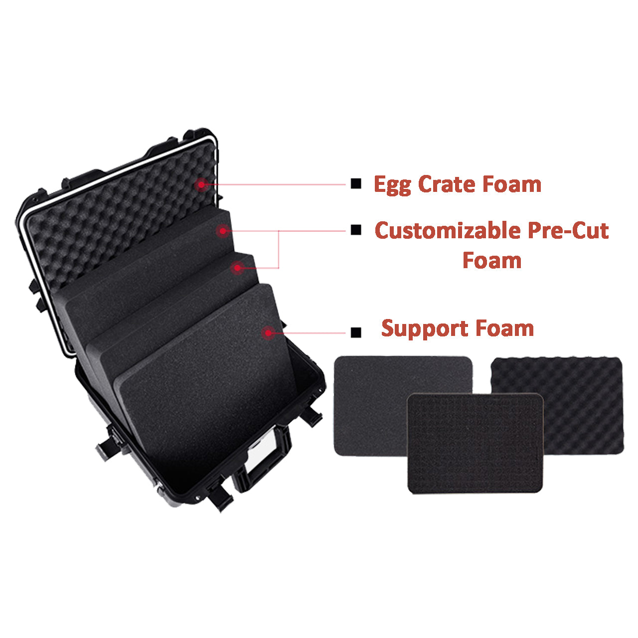 Eirmai R200 Shockproof Waterproof Camera Suitcase Storage Box Hard Case with Customized Foam and Safety Buckles (Large)