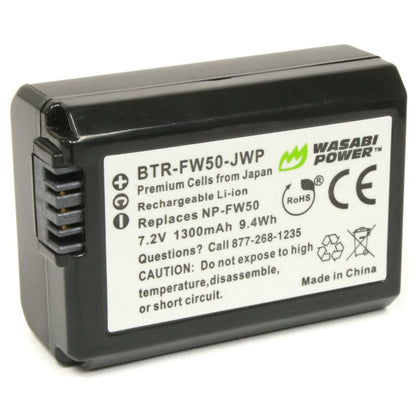 Wasabi Power Battery for Sony NP-FW50 (Compatible with Alpha a7, a7 II, a7R, a7R II, a7S, a7S II, a5000, a5100, a6000, a6300, a6500, NEX-5T, Cyber-shot DSC-RX10 III and more
