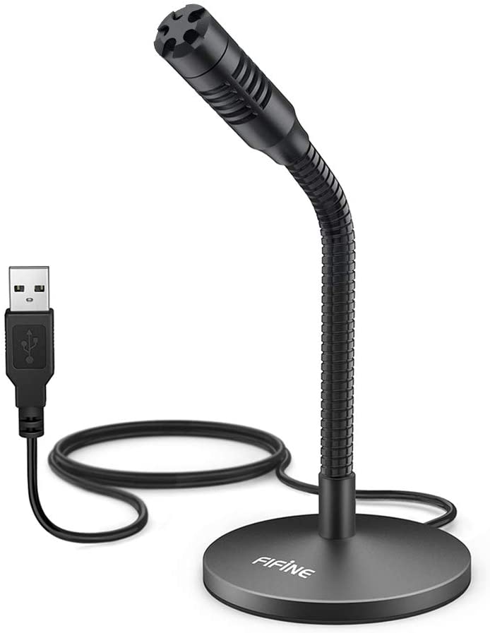 Fifine K050 Mini Gooseneck USB Microphone for Dictation and Recording,Desktop Microphone for Computer Laptop PC, Plug and Play Great for Skype, YouTube, Gaming, Streaming, Voiceover, Discord and Tutorials