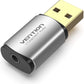 Vention Sound Card USB To Jack 3.5mm 2-in-1 Adapter External Gray Metal Type (CDL)