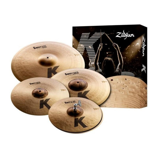 Zildjian K Sweet Set Cast Bronze Cymbal Pack with 14" Hi-Hats, 16" / 18" Crash, 21" Ride Thin Weight for Drums | KS4681