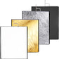 Pxel RF-7590 4-in-1 Metal Flag Panel Set Reflector with Soft White, Black, Silver and Gold Cover Cloth Scrim flag for Photo Video Studio Photography