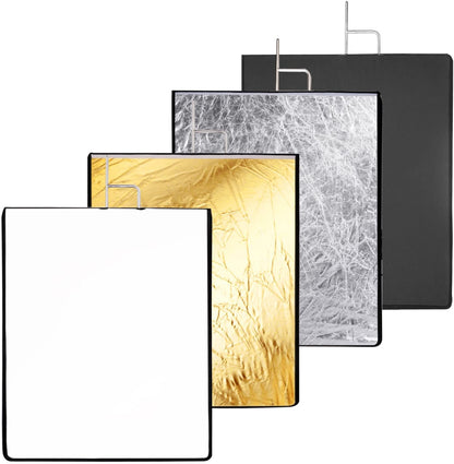 Pxel RF-7590 4-in-1 Metal Flag Panel Set Reflector with Soft White, Black, Silver and Gold Cover Cloth Scrim flag for Photo Video Studio Photography