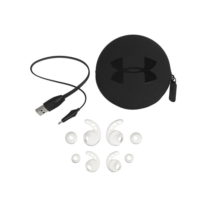 JBL Under Armour Pivot Black Wireless Sport In-Ear Headphones Sweatproof Waterproof Workout Athletics (Black, White)