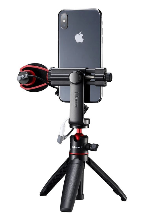 Ulanzi ST-17 360° Rotation Phone Holder Clamp Clip with Cold Shoe Mount for Microphone Light Tripod Mount
