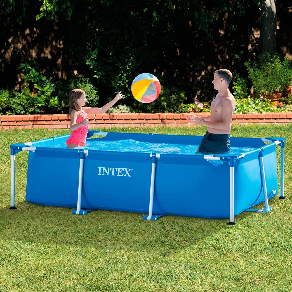 Intex 28270 Prism Frame 220 X 150cm Rectangular Frame Above Ground Outdoor Child Safe Splash Swimming Pool with Filter Pump