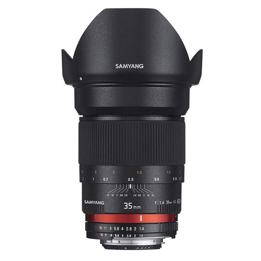 Samyang 35mm f/1.4 AS UMC Manual Focus Full Frame Wide Angle Lens for Nikon F DSLR Camera with AE Chip, Auto Exposure Control, Focus Confirm | SY35MAE-N