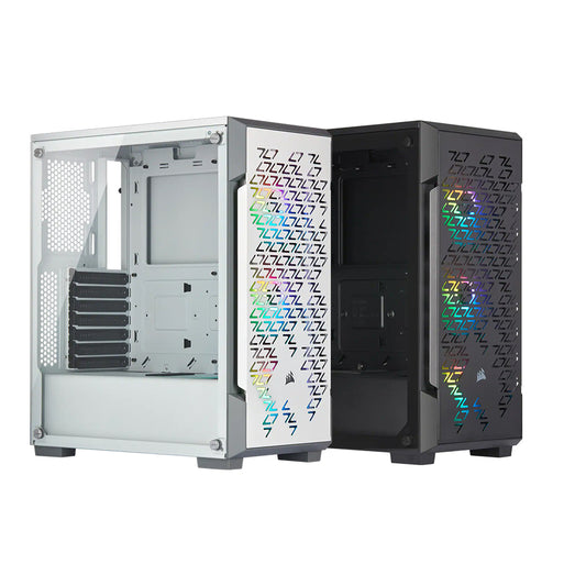 CORSAIR 220T Mid-Tower ATX PC Case with iCUE RGB, Tempered Glass Side Panel, 7 Expansion Slots and Detachable Steel Front Panel (Black, White)