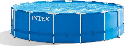 Intex 28242 Metal Frame 15ft x 48in Round Pool Set with Filter Pump for Swimming and Garden Frame Pool