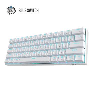 [CLEARANCE] Royal Kludge RK RK61 RGB 61 Keys Mechanical Gaming Keyboard 2.4G Wireless Wired Hot Swappable with Bluetooth 5.0 (White) - Red Linear