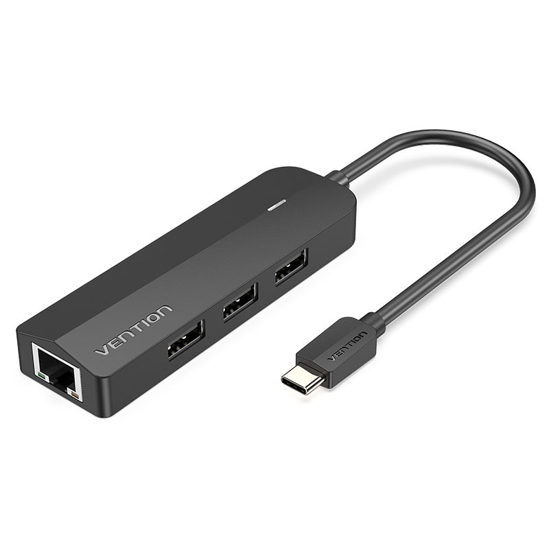 Vention 5 in 1 USB-C Hub 4-Port USB 3.0 Docking Station 5Gbps with RJ45 1000Mbps Network Port and Power Supply Port (TGP)