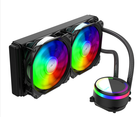 Alseye M240 Max Series 240mm CPU Liquid Cooler with RGB Style Lighting and 2 X 120mm RGB Fans with Cable Type Remote Controller for Intel and AMD Processors