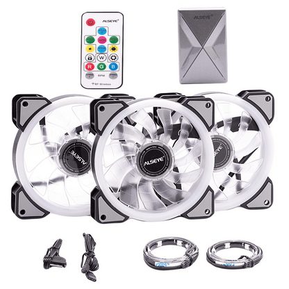 [CLEARANCE] Alseye CRLS 300DS 120mm LED Case RGB D Ringer Cooling Fans with 2pcs Multicolored LED Strips with Wireless Remote Control for PC Cabinets and Radiators