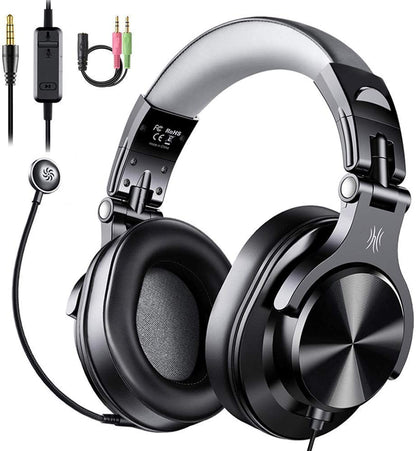 [CLEARANCE] OneOdio A71D Computer Headsets with Microphone - PC Gaming Headphones with Microphone & in-Line Control Mute for Office Zoom Skype Conference Phone Call Laptop Gaming PS4 Online, Black