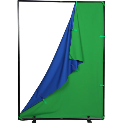 Phottix Q-drop Collapsible Backdrop Kit 5ft by 13ft with 4 Colors Green / Blue and Black / White Cotton Muslin Background PH83432
