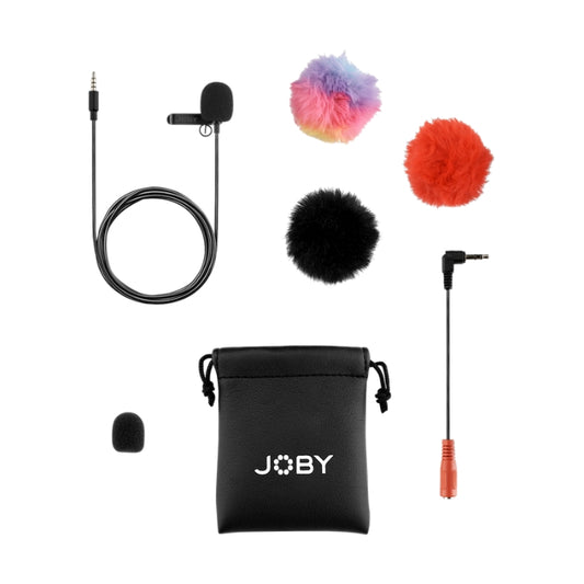 JOBY Wavo Lav Mobile Clip-On Omnidirectional Condenser Lavalier Lapel Microphone with 3.5mm TRS / TRRS Output, Faux Fur Windscreen, Carrying Pouch for Cameras and Smartphones  | 1716