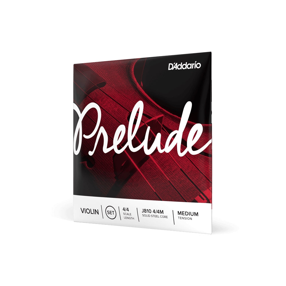 D’Addario 4/4 Prelude Violin Strings Set with Medium Tension, Warm Tones and Silk & Steel Chain Musical Instrument Accessory | J810