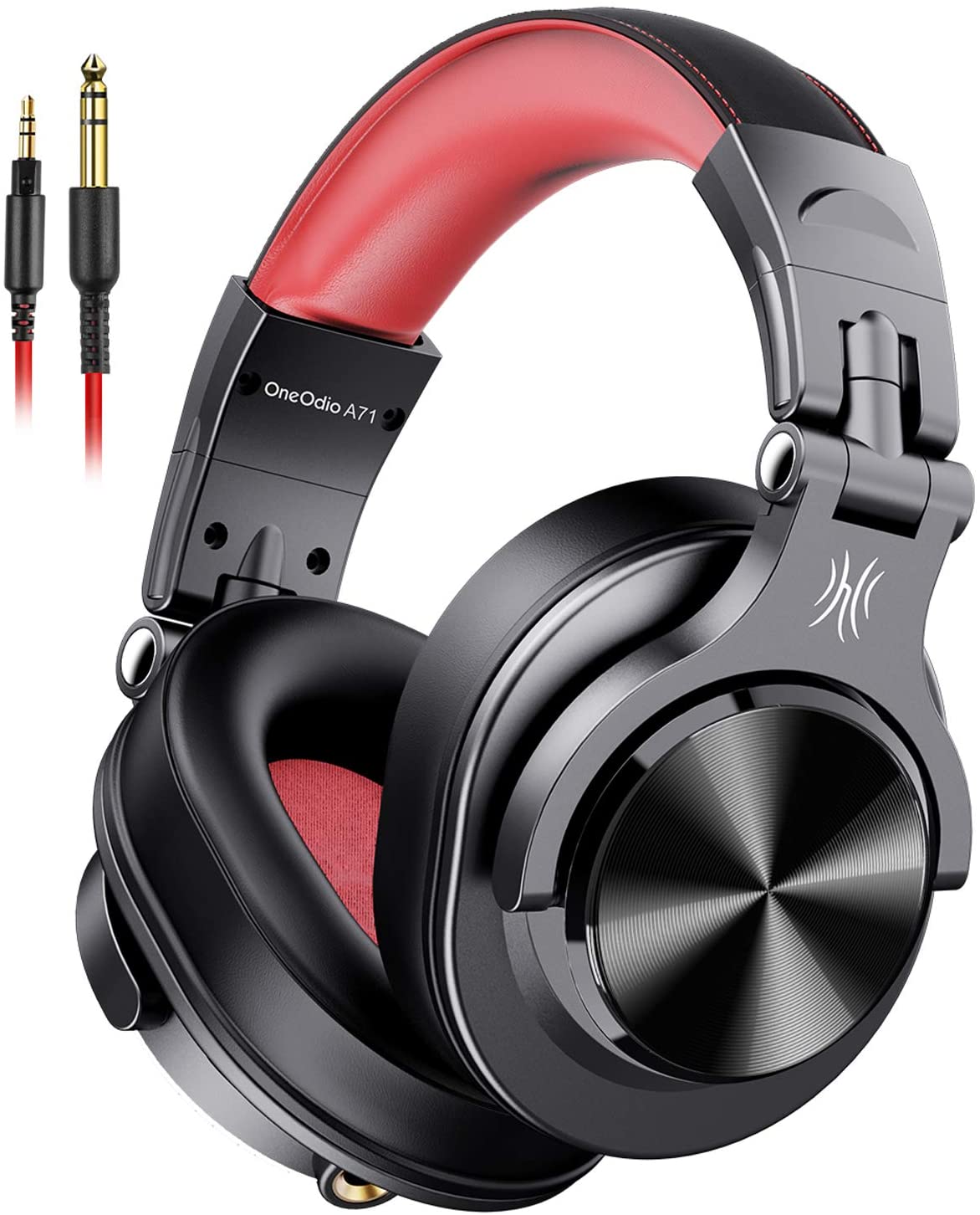 OneOdio A71 Wired Over Ear Headphones, Studio Headphones with Shareport, Monitor Recording and Foldable Headphones with Stereo Sound for Electric Drum Keyboard Guitar Amp (Black, Black Red, Silver)