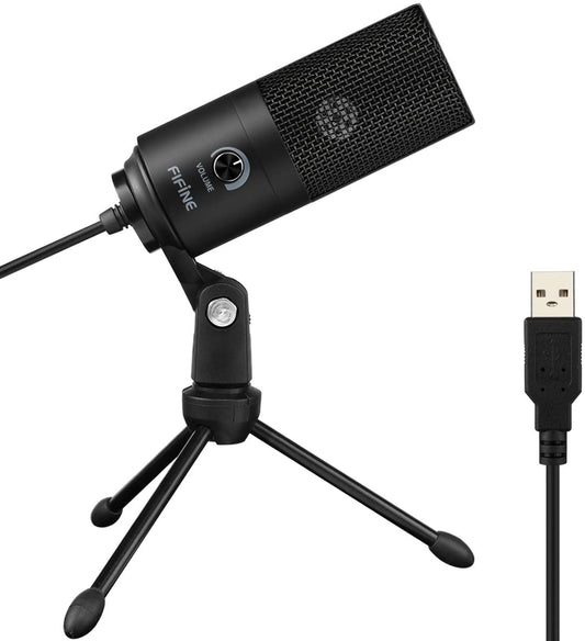 Fifine K669B USB Microphone, Metal Condenser Recording Microphone for Laptop MAC or Windows Cardioid Studio Recording Vocals, Voice Overs,Streaming Broadcast and YouTube Videos