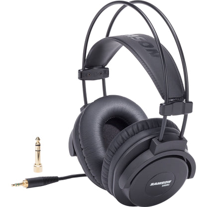 [CLEARANCE] Samson SR880 Closed-Back Over-Ear Studio Headphones with Protein Leather Earpads Adjustable Headband Deep Bass