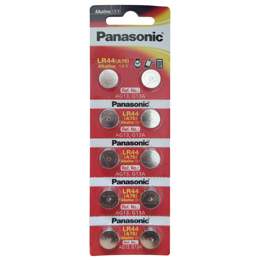 Panasonic LR44 A76 10pcs 1.5V Alkaline Batteries for Watches and Calculator