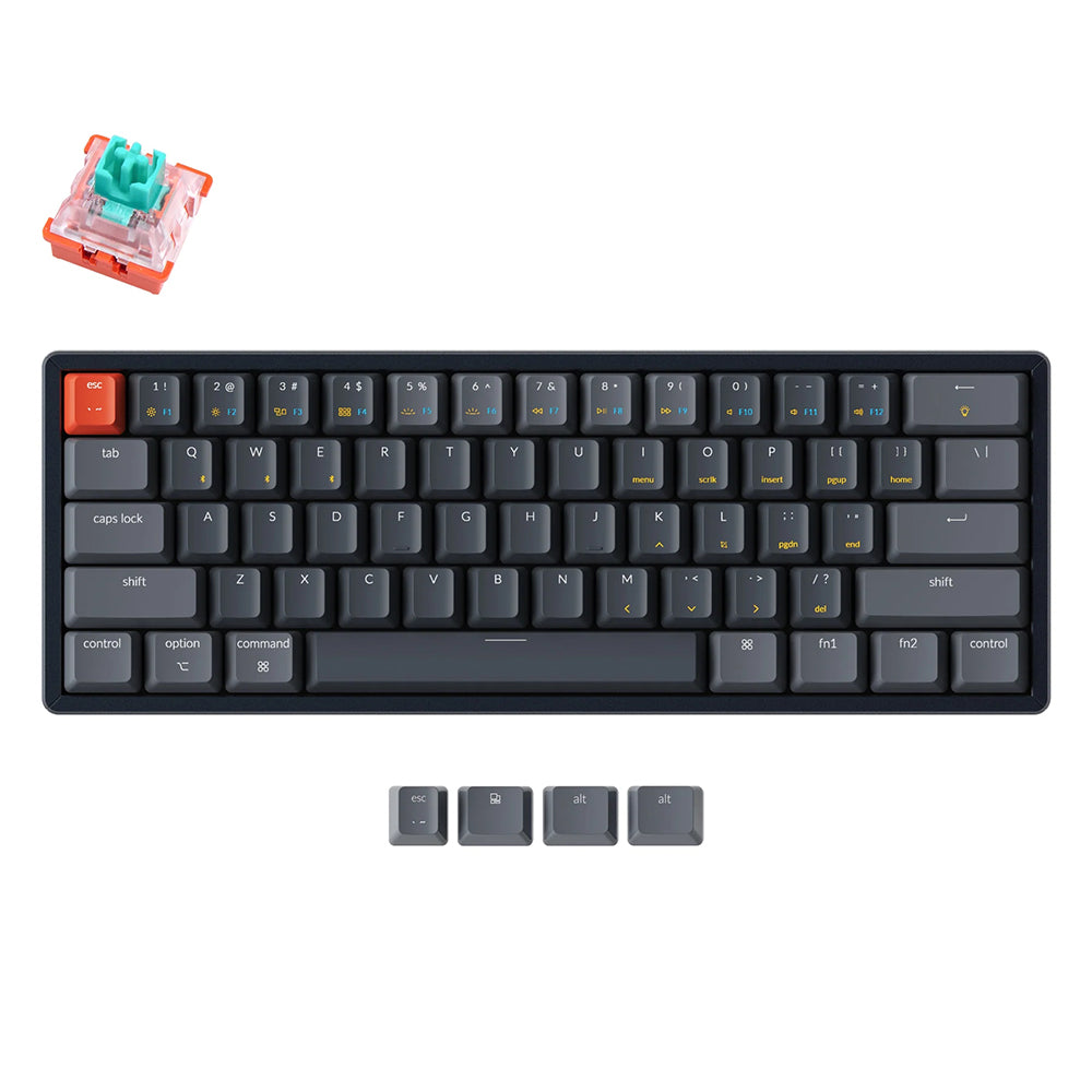 Keychron K12 61 Keys Compact Wireless/Wired Mechanical Keyboard w/ Bluetooth Connectivity, Backlight Options and Hot-Swappable Switches (Red Linear, Blue Clicky, Brown Tactile, Banana Tactile, Mint Tactile) | K12F1 K12F2 K12F3 K12F4 K12F5