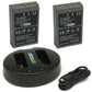 Wasabi Power Battery for Olympus BLS-5, BLS-50, PS-BLS5 (2-Pack) and Dual USB Charger