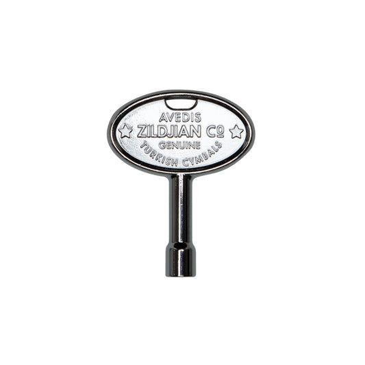 Zildjian Chrome Drum Key with Zildjian Trademark Logo, Rounded Wings and Key Hole Keychain Cutout | ZKEY