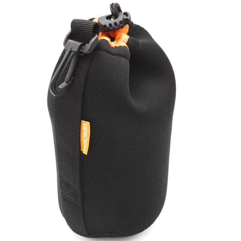 K&F Concept Neoprene Lens Pouch Storage Bag Size XL Black - Orange