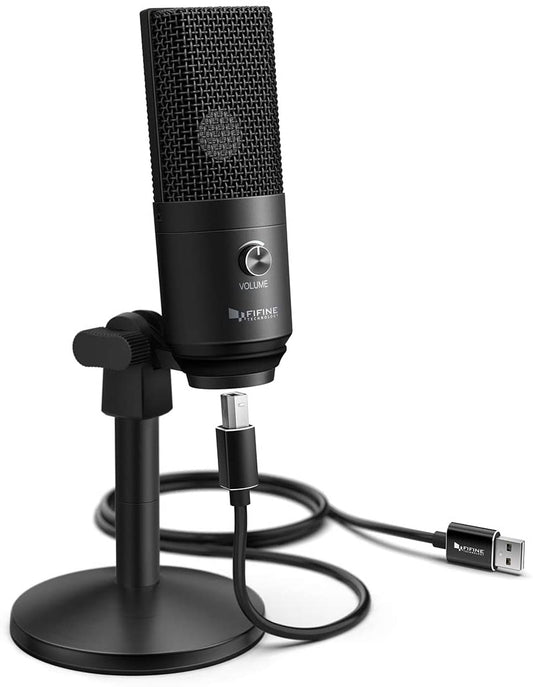 Fifine K670B Podcast Microphone USB with Headphone Monitoring 3.5mm Jack and Pluggable USB Connectivity Cable for Computer, PC, Mac, Windows,Recording Voice Over, Streaming, Youtube