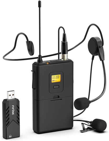 [CLEARANCE] Fifine K031B Wireless USB Microphones for Computers, PC, Mac, USB Receiver, Transmitter, Headset and Clip Lavalier Lapel Mic