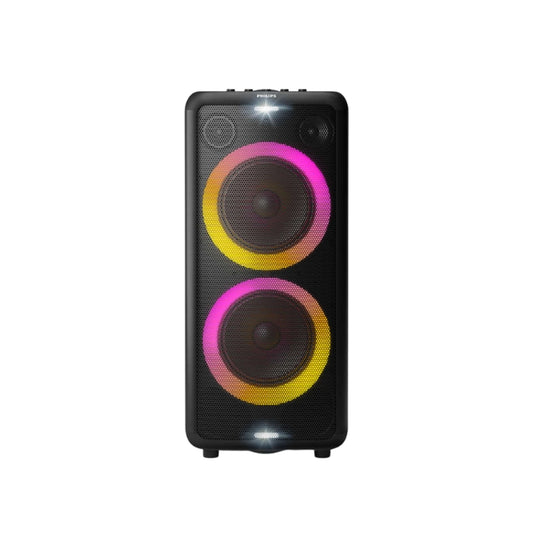Philips 160W 2-Way Bluetooth Party Speaker with Strobe Light, Mic/Guitar Inputs, Special Karaoke Functions, 14-Hours Playtime (TAX5206/73)