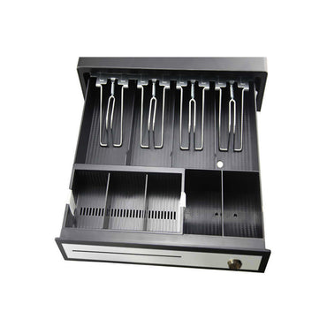 [CLEARANCE] LogicOwl OJ-335C Heavy Duty Stainless Front Cash Drawer for POS System with 4 Bill & 5 Coin Slot Detachable Register, 2 Metal Key Locks, RJ11 Cable